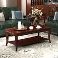 Traditional Coffee Table with Storage Shelf and Carved Leg, Farmhouse Living by MODERION-YourHomeSoulMate