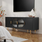 ARTPOWER TV Stand with Storage, Under TV Cabinet with Glass Door, TV Console - Image 6