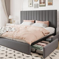 Allewie King Size Storage Bed Frame, Vertical Channel Tufted Adjustable by Allewie