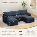 Vesgantti 108" U Shaped Sectional Couch, Deep Seat Cloud Modular Sectional Sofa - Image 2