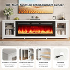 MXV 80" Fireplace TV Stand, Modern Entertainment Center - Image 3