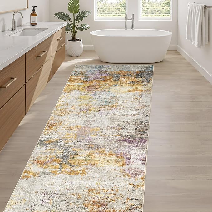 LOONGRUG Runner Rug 2x5 Washable Non-Slip Kitchen Neutral Modern Rug | Abstract - Image 5