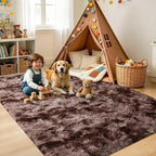 5x7 Tie-Dyed Brown Fluffy Soft Area Rug Non-Slip - Image 4