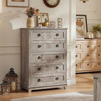 Joaxswe Farmhouse 5 Drawer Dresser - Image 9