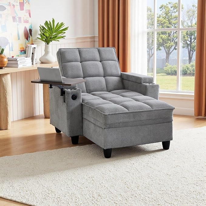 oaaktu Single Modern Comfy Upholstered Chaise Lounge Sofa Chair by Unknown