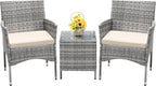 Devoko 3 Pieces Patio Furniture Sets Clearance PE Rattan Wicker Chairs by DEVOKO