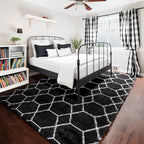 Area Rugs for Living Room, 7x10 Fluffy Black and White Modern Bedroom Rug | - Image 7
