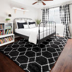 6x9 Area Rugs for Living Room Bedroom, Fluffy Black and White Geometric Rug | - Image 7
