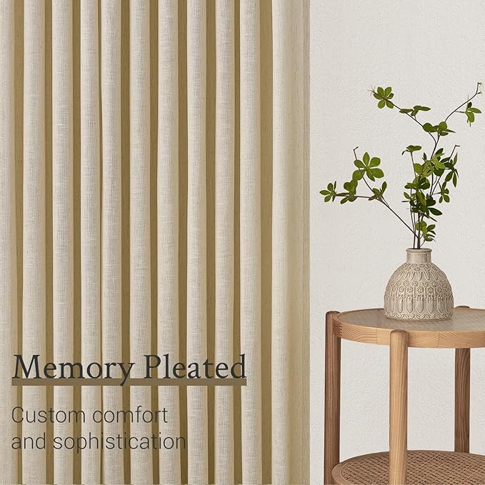 Topfinel 108 Inch Curtains 1 Panels Set, One Packs Pinch Pleat Back Tab Linen - Image 4