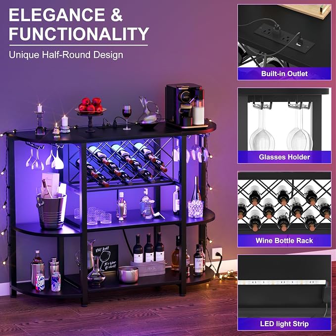 Unikito 4-Tier Metal Coffee Bar Cabinet - Image 4