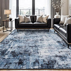 Rugflix 6x9 Area Rugs for Living Room, Washable Navy Blue Dark Large Rug | by RugflixAreaRugs