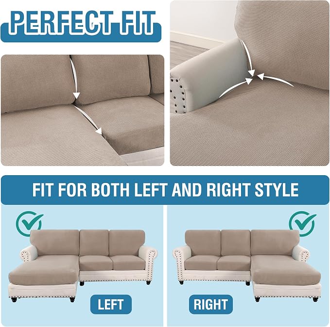 H.VERSAILTEX Sectional Couch Covers 6 Pieces Stretch Sofa Covers - Image 5
