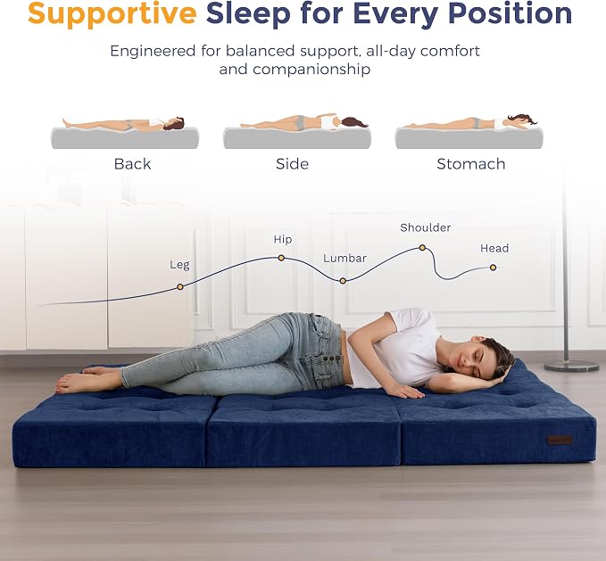 MAXYOYO 6" Folding Sofa Bed for Floor, Tufted Tri-Fold Floor Mattress - Image 8