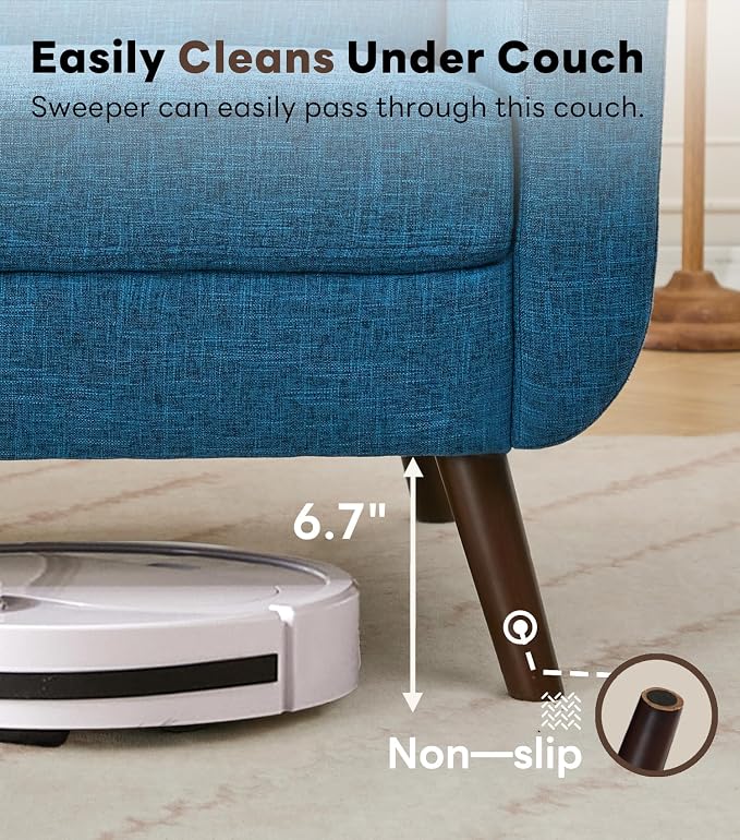 Tbfit 77.2" W Linen Sofa Couch, Mid Century Modern Decor Loveseat Couches - Image 7
