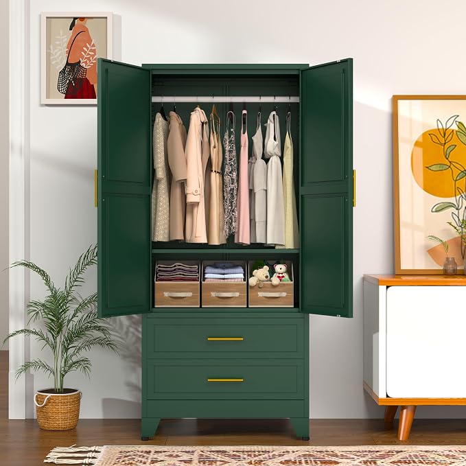 GAIOUS 71" Metal Wardrobe Cabinet - Image 8
