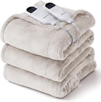 Bedsure Heated Blanket Queen Size, Dual Control Electric Blanket, Cream | by Unknown