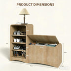 Shoe Cabinet with Bench, L-Shaped Shoe Storage Cabinet, Wood Tall Shoe Rack - Image 3