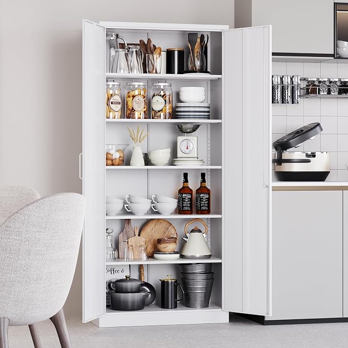 White Metal Storage Cabinet - Image 2