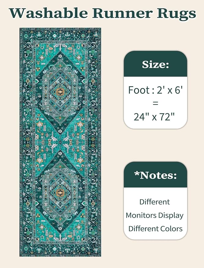 SERISSA 2x6 Washable Non Slip Boho Runner Rug - Image 6