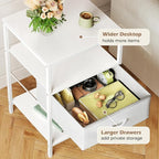 SUPERJARE Nightstand with Charging Station, 17.7 Inches Wider Side Table - Image 5
