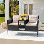 Devoko Outdoor Patio Loveseat Modern Rattan 2-Seat Patio Conversation Set - Image 2