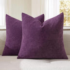MIULEE Plum Purple Chenille Couch Throw Pillow Covers, 20x20 | Set of 2 by MIULEE