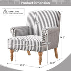 HUIMO Linen Fabric Accent Chair, Mid-Century Modern Upholstered Armchair - Image 2
