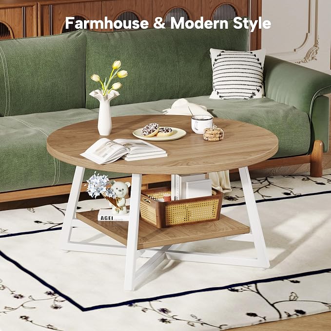 Coffee Table for Living Room, Round Coffee Table, Small Circle Coffee Table - Image 4
