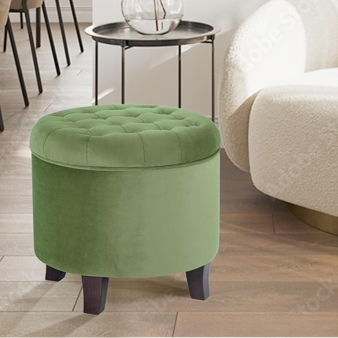 HomePop by Kinfine Fabric Upholstered Round Storage Ottoman - Image 2