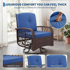 3-Piece Outdoor Patio Furniture Set, 2 Swivel Rocking Chairs and Tempered Glass - Image 4