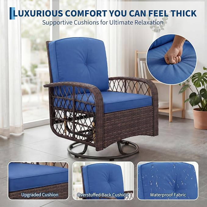 3-Piece Patio Furniture Set, 2 Swivel Rocking Chairs - Image 6