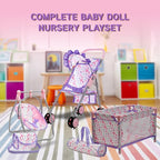 Baby Doll Stroller Bed and Swing Nursery Playset, Baby Doll Accessories - Image 5