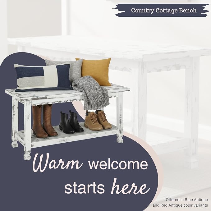 Country Cottage 36-Inch Farmhouse Entryway Bench - Image 4