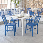 Flash Furniture Gael Commercial Grade 2 Pack Blue Metal Indoor-Outdoor Chair by FlashFurniture