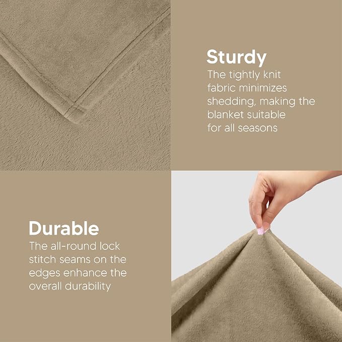 Utopia Bedding Ultra Soft Fleece Bed Blanket Twin Size Camel | Microfiber Plush - Image 7