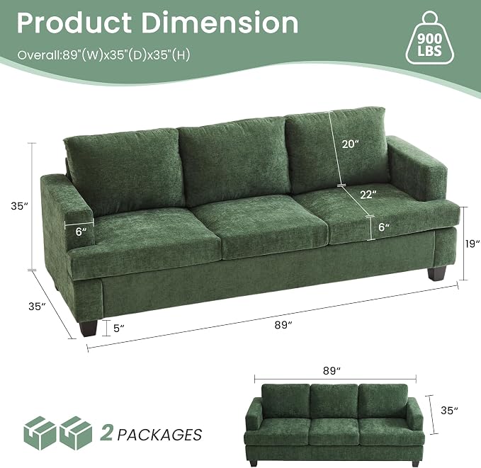 YOUDENOVA Sofa, 3 Piece Set Comfy Sofa, Loveseat & 2 3-Seater Couch - Image 2