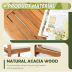 Flamaker Patio Furniture 4 Piece Outdoor Acacia Wood Patio Conversation Sofa Set - Image 3