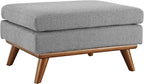 Modway Engage Mid-Century Modern Upholstered Fabric Ottoman in Expectation Gray by Modway