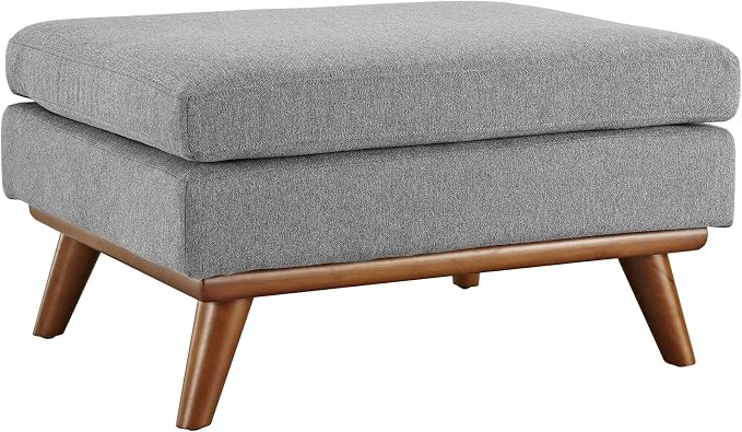 Modway Engage Mid-Century Modern Upholstered Fabric Ottoman in Expectation Gray by Modway