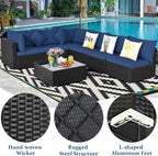 Tangkula 7-Piece Patio Furniture Set, Outdoor Sectional Wicker Sofa - Image 8