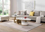 Modern Oval Coffee Table Set of 2, Faux Marble Coffee Table and Round End Table - Image 9