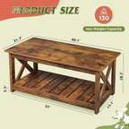 WLIVE Farmhouse Coffee Table for Living Room, 40.1" Rustic Center Table - Image 3