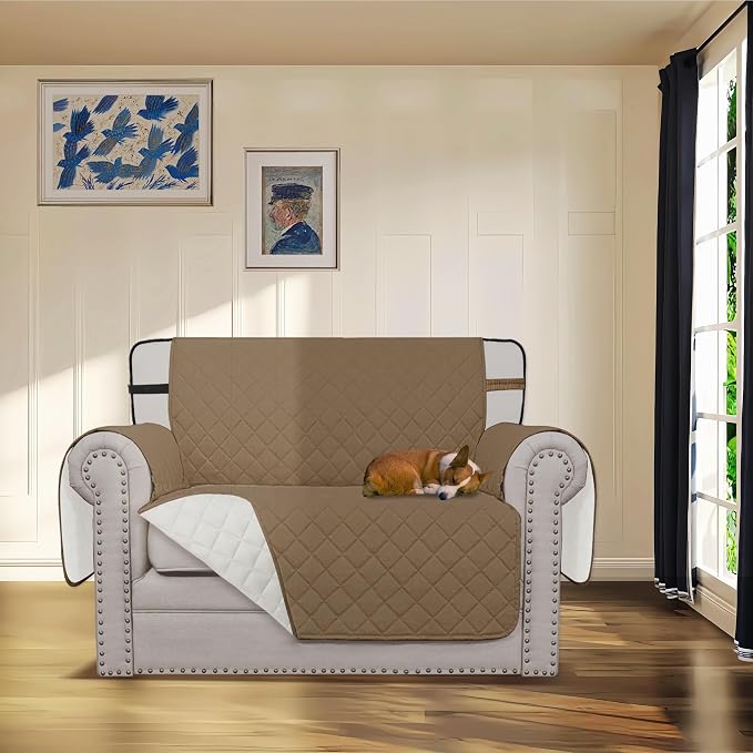 Easy-Going Reversible Couch Cover, Chair 30 in, Camel/Ivory | Machine Washable - Image 2