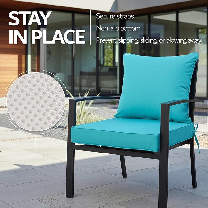 24x24 Inch Outdoor Chair Cushions Set of 4, Patio Furniture Cushions - Image 5
