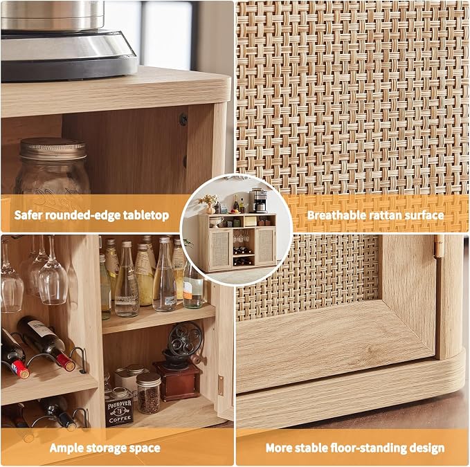 Lerliuo Rattan Wine Cabinet - Image 6