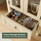 71" Tall Arched Cabinet with Acrylic Door, Modern Curio Arched Bookcase W/Drawer - Image 4