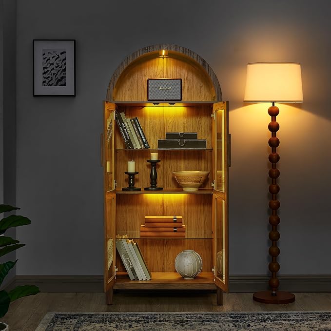 67" Tall Display Cabinet with Glass Doors, Glass Display Case Storage Cabinets - Image 3