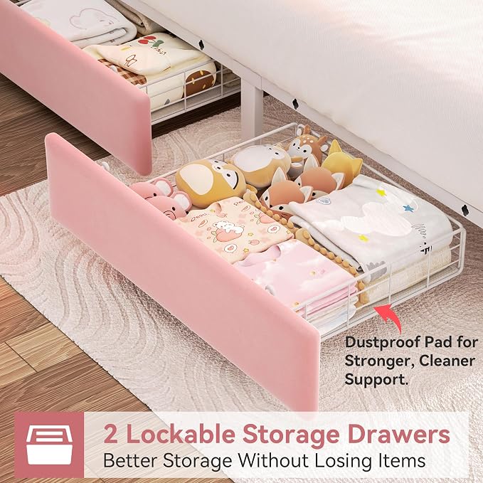 Queen Upholstered LED Bed Frame - Image 5