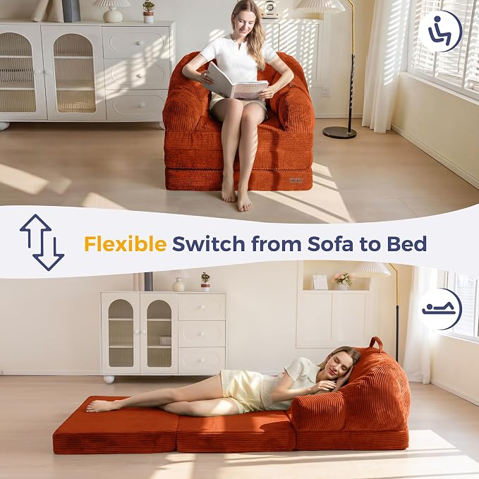MAXYOYO Folding Sofa Bed with Backrest, Boneless Fold Out Couch Bed with Handle - Image 3