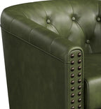 Swivel Barrel Accent Chair, Round Nailhead Faux Leather Living Room Arm Chairs - Image 6